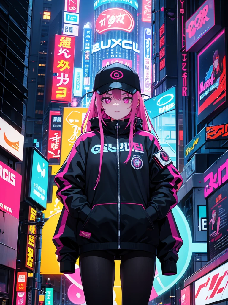 Create image poster concepts Cyberpunk Manga Madness Poster
Background: A bustling cyberpunk cityscape with towering skyscrapers, neon signs, and holographic projections of burgers and fries casting colorful glows in shades of neon blue, purple, and pink.

Character: In the center of the poster, a young woman with vibrant pink hair and large, glowing eyes in a cyberpunk manga style. She is depicted taking a big bite out of a digital-rendered burger, displaying a look of pure enjoyment and excitement.

Fast Food Imagery: Around the character, floating holographic projections of various futuristic fast food items:

Digital pizza slices with glowing toppings
Holographic onion rings emitting digital steam
Neon-lit milkshakes with swirling colors
Typography:

Bold, glowing red "Fast Food Frenzy!" heading with digital effects, placed prominently at the top of the poster.
Floating speech bubble with animated "Get Your Grub On!" tagline in futuristic font, positioned near the character to emphasize the theme.
Color Scheme: Vibrant and electric palette with neon blues, purples, pinks, and digital greens, creating a visually striking cyberpunk atmosphere.

Additional Elements:

Floating holographic icons of a digital ketchup bottle, soda cup, and high-tech chef hat scattered strategically around the poster to enhance the futuristic theme.
Final Touches: Ensure the layout is dynamic and balanced, with enough space for the manga character to stand out amidst the vibrant cyberpunk environment. Incorporate digital effects and neon glows to reinforce the futuristic aesthetic.