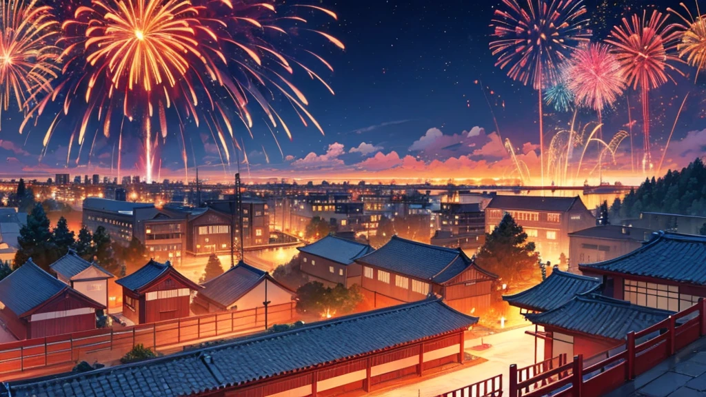 japanes Beautie 8 K RAW Photography Background with big Fire works image