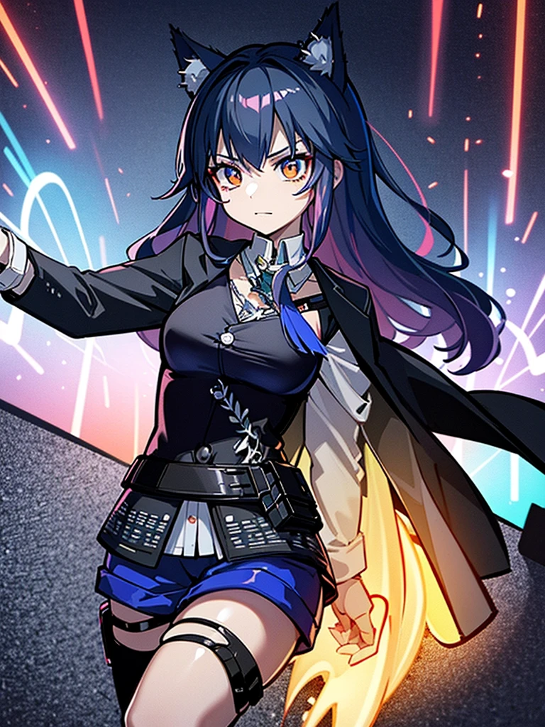 Create image poster concepts Cyberpunk Manga Madness Poster
Background: A bustling cyberpunk cityscape with towering skyscrapers, neon signs, and holographic projections of burgers and fries casting colorful glows in shades of neon blue, purple, and pink.

Character: In the center of the poster, a young woman with vibrant pink hair and large, glowing eyes in a cyberpunk manga style. She is depicted taking a big bite out of a digital-rendered burger, displaying a look of pure enjoyment and excitement.

Fast Food Imagery: Around the character, floating holographic projections of various futuristic fast food items:

Digital pizza slices with glowing toppings
Holographic onion rings emitting digital steam
Neon-lit milkshakes with swirling colors
Typography:

Bold, glowing red "Fast Food Frenzy!" heading with digital effects, placed prominently at the top of the poster.
Floating speech bubble with animated "Get Your Grub On!" tagline in futuristic font, positioned near the character to emphasize the theme.
Color Scheme: Vibrant and electric palette with neon blues, purples, pinks, and digital greens, creating a visually striking cyberpunk atmosphere.

Additional Elements:

Floating holographic icons of a digital ketchup bottle, soda cup, and high-tech chef hat scattered strategically around the poster to enhance the futuristic theme.
Final Touches: Ensure the layout is dynamic and balanced, with enough space for the manga character to stand out amidst the vibrant cyberpunk environment. Incorporate digital effects and neon glows to reinforce the futuristic aesthetic.
