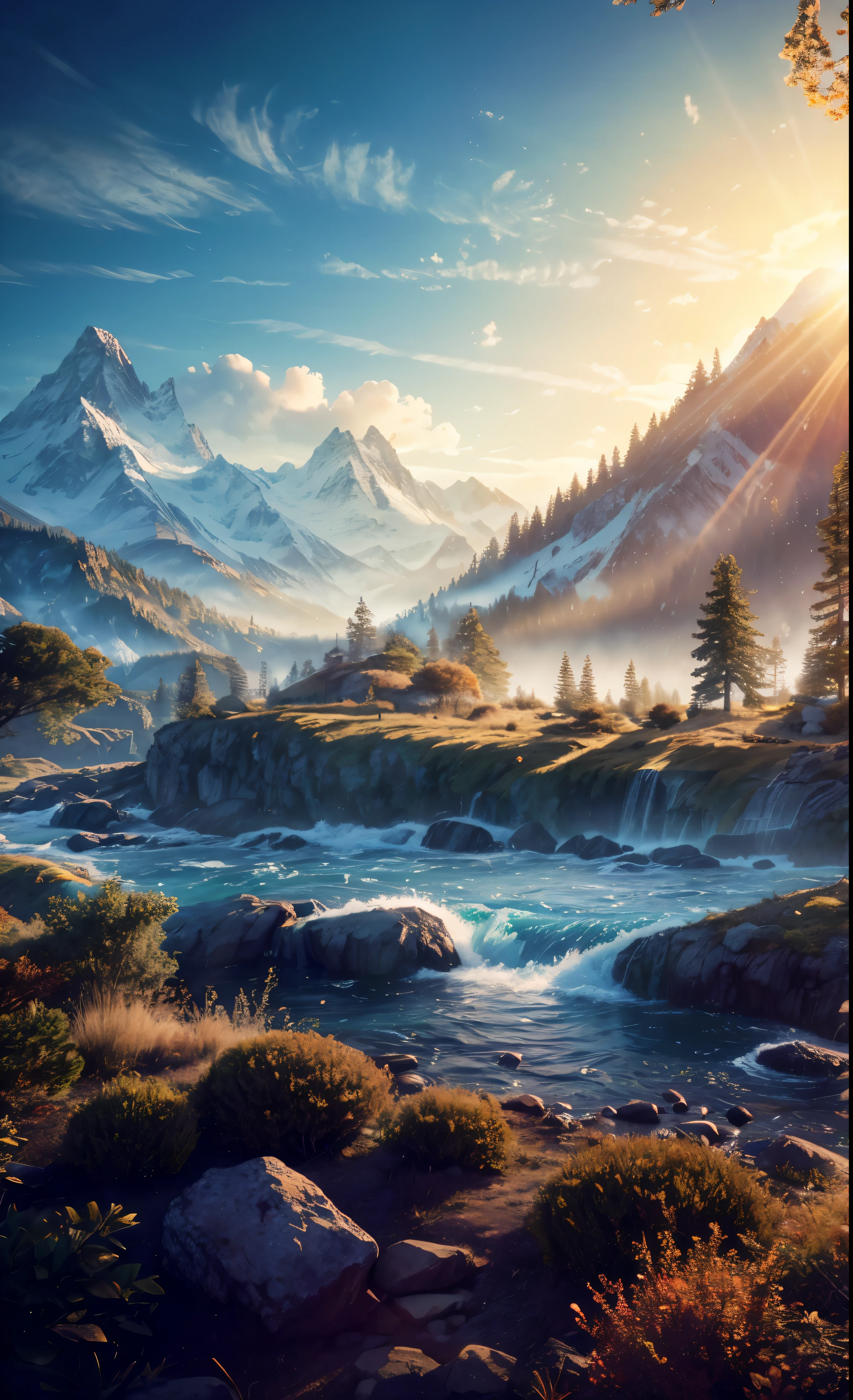 photorealistic landscape, natural landscape, naturey, Beleza Da naturey, Golden Sunset, Sky, Sky Power, Detailed Realistic Sunset, Cedars, Cedar, God's City, Heavens Realm, mountainscape, rivers of water, Sunset realism, Árvores naturey, Alone Men, man on his back, Man's Back, panorama, Alpha Male, Path to Heaven, heavenly, Detailed Realistic Image 8K, 16K Photorealistic Contrast, 8K Photorealistic Sharpness, 4K Photorealistic Cores, 16K Photorealistic Shadows, 8K Photorealistic Textures, 16K Photorealistic Texture, 4K Photorealistic Light, 4K PhotoRealism, FullHD 4K Detailed Contrast, detailed sharpness FullHD 8K, detailed sharpness FullHD 4K, detailed sharpness, 2K Detailed Colors, lifelike colors, FullHD Detailed Shadows, 4K Detailed Textures, detailed texture, padoru, Natural Beauty, chic
