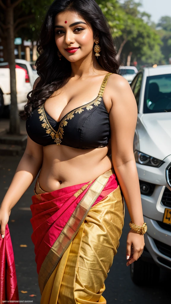 Indian actress 25 years old beautiful different face cute sexy cute girl, curvy plus fit body, big c-cup breast, beautiful different colorful branded Begumpuri Bengali Saree, different hairstyle, bright eyes, thin eyebrows, fair skin, blushing cheeks, head to thigh view, smiling face, Straight standing on traffic jam village different background, ultra realistic, head to thigh view, black hair, Provocative eye Contact, glossy lips, night mode
INFO
