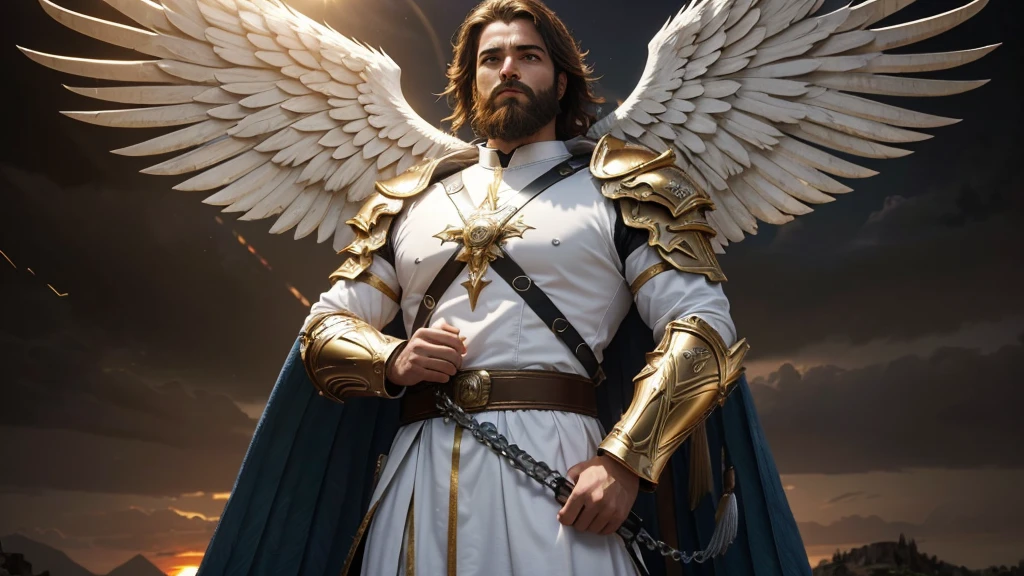 God's Angel, Anjo Masculino de GOD, God's golden Army, naughty man, Masculine Male, mighty, Jewish Hebrew Beard, Detailed Realistic God's Angel, photorrealistic, ultrahd, fotorrealism, epic, armour de Guerra, Soldier's Clothing, warrior de GOD, warrior, Macho warrior,
battle angel, Forte Angel de GOD, Divina armour de Guerra, Dress for Battle, Spiritual war, Batalha Espiritual, Spiritual Battle Angel, epic warrior do Altíssimo, photorealistic landscape, golden sunset, sky, sky Power, Detailed realistic sunset, mountainous landscape, Rivers of water, sunset Realism, alone men, GOD man, Man's beard, GOD's Army Angel, armour Divina, golden Army, Silver Army, armour, Soldier Angel, Detalhes photorrealistics, GOD's angel masculino, GOD's Army, GOD's Hebrew, GOD's Strong Angel, GOD's Power, angel masculino, male man, Camisa padoru, elegant shirt, Closed blouse, closed shirt, long-sleeved shirt, golden, Tunica, GOD'angel, barba, naughty man com barba, Large Beard, Barba Judaica, Hebrew, panorama, Alpha Male, Caminho para o sky, heavenly, 8K Detailed Realistic Image, 16K Photorealistic Contrast, 8K Photorealistic Sharpness, Photorealistic 4K cores, 16K Photorealistic Shadows, 8K Photorealistic Textures, 16K Photorealistic Texture, 4K Photorealistic Light, fotorrealism 4K, FullHD 4K Detailed Contrast, detailed sharpness FullHD 8K, detailed sharpness FullHD 4K, detailed sharpness, 2K detailed colors, lifelike colors, FullHD Detailed Shadows, 4K Detailed Textures, detailed texture, padoru, natural beautiful, posh