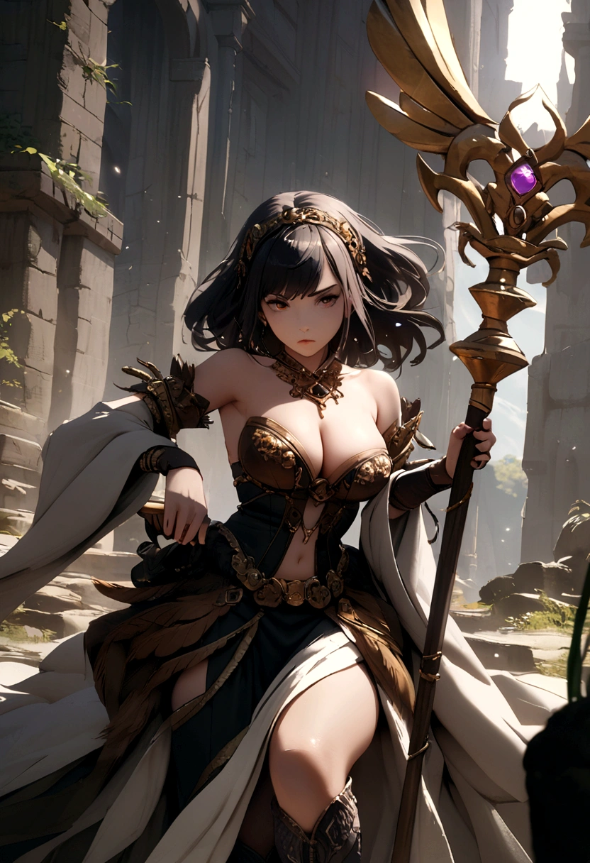 Staff squish by cleavage