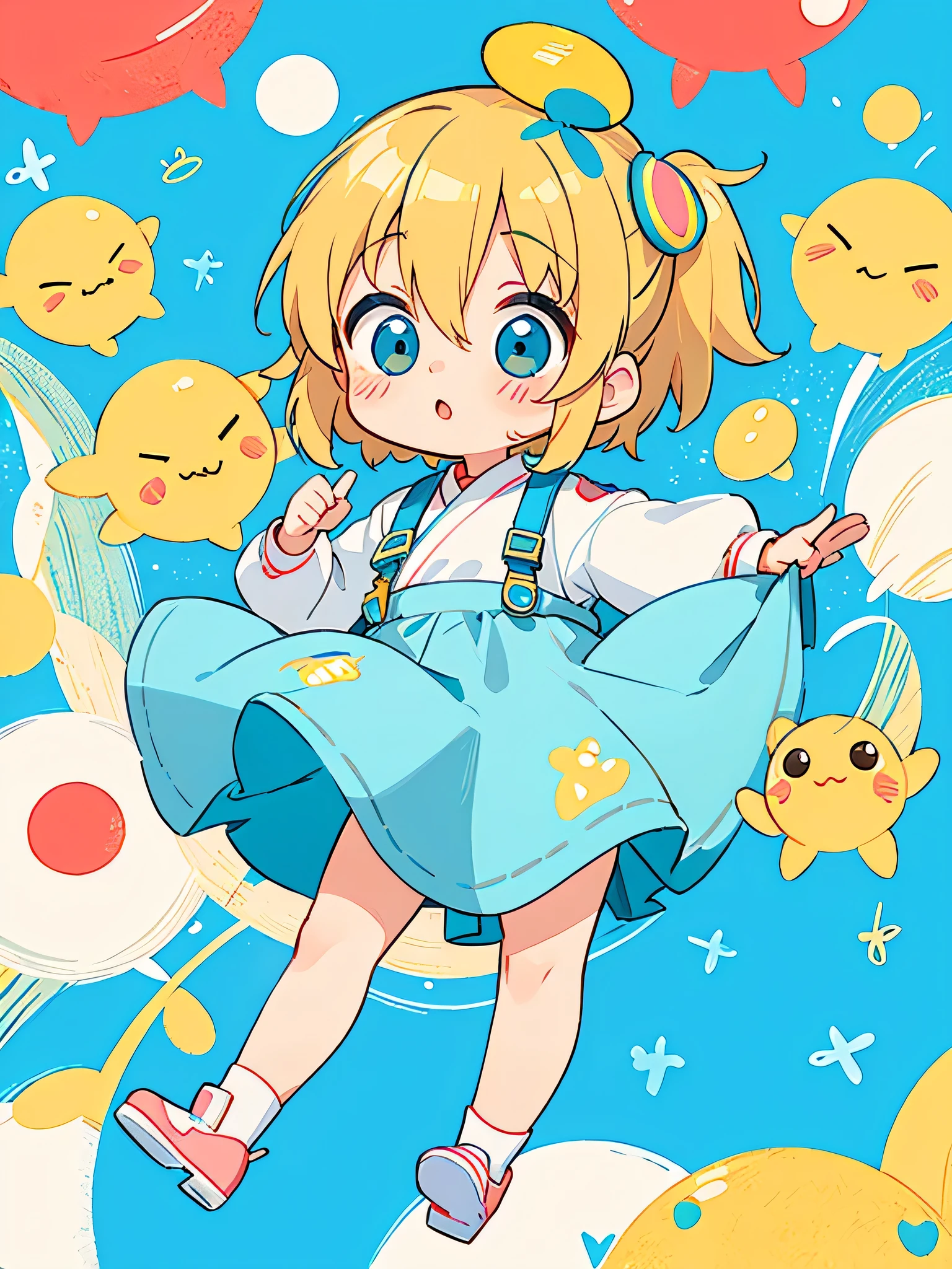 Mika Pikazo style, Kawaii Design, The most beautiful girl of all time、Chibi, Cute Alien、Mars exploration、