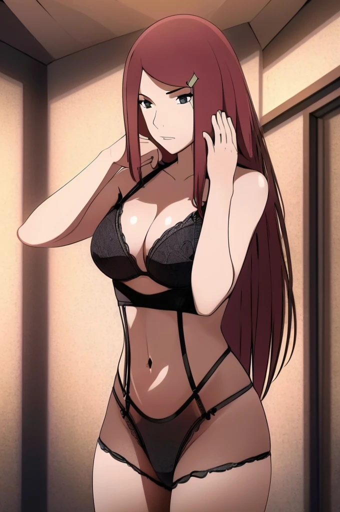 photorealistic, ultra highly intricate detailed, professional photo, brunette girl, (full-body) , brunette woman, wearing black lingerie. portrait lighting, subpixel rendering, smooth vertex shading, (best quality, sharp focus, masterpiece, 4k, ultra detailed, sharp focus, 8k, high definition, insanely detailed, intricate:1.1)