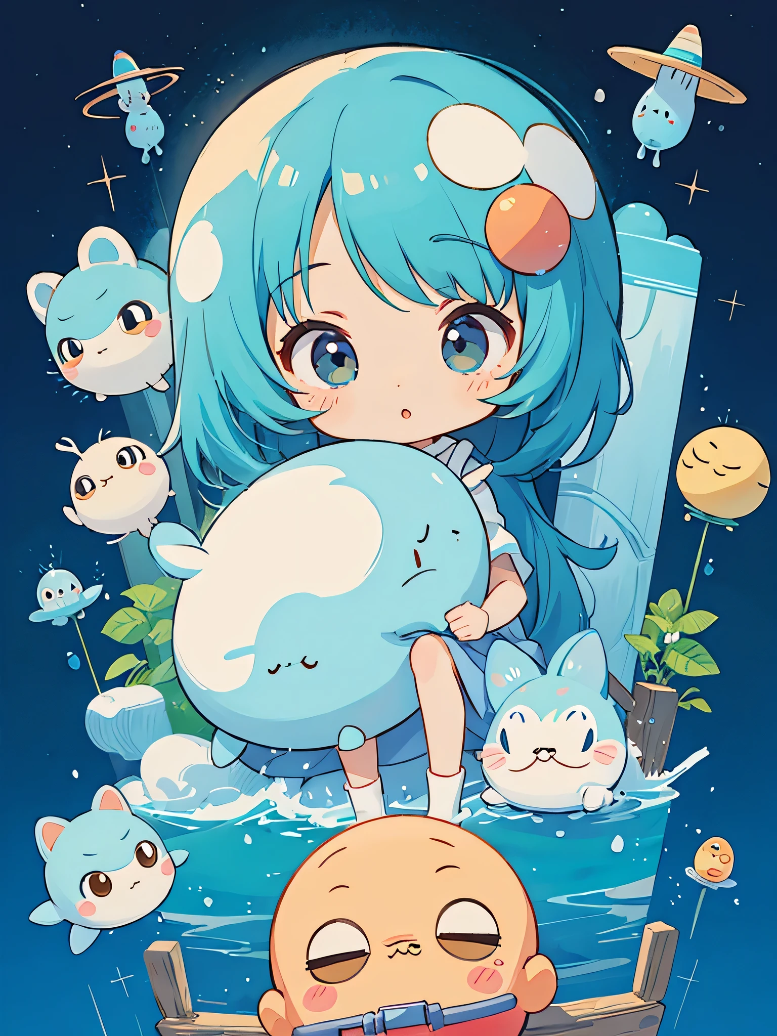 Hayao Miyazaki style, Kawaii Design, The most beautiful girl of all time、Chibi, Cute Alien、Mars exploration、