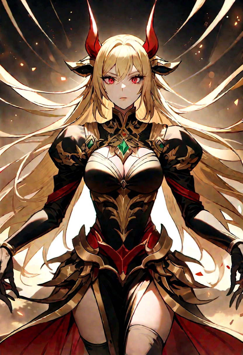 (Huang Li、high quality、Extremely detailed),Constellation - Taurus goddess,Giant golden bull,Woman stroking Taurus,Similar to Latin goodness,brave,capricious,Productivity,The face of enterprising and humanitarianism,Blonde hair,Ancient Greek costumes、Wrap Dress,The background is the ocean,Crystal red eyes(Eyes Details),Powerful appearance