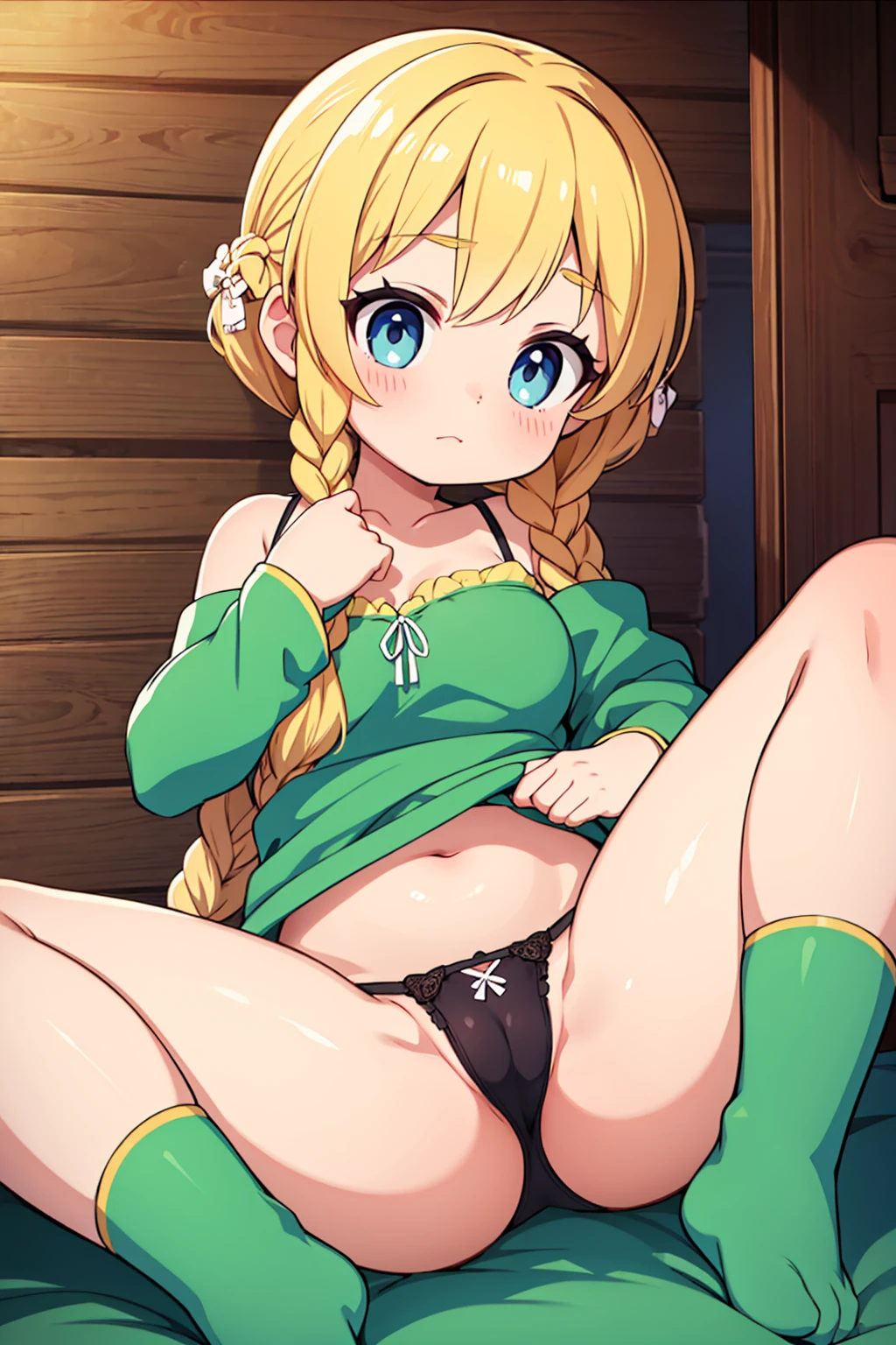 rinkles Beautiful breasts cute face braids Thong