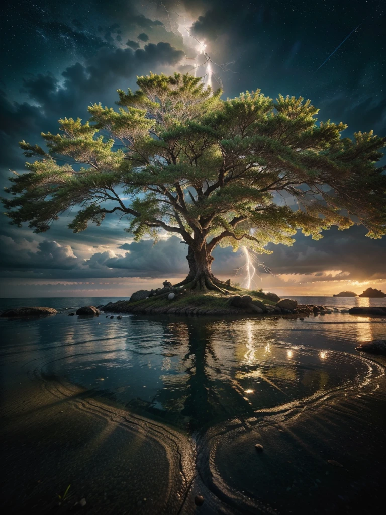 Celestial Tree, big tree, paisaje, panorama, Sky Heaven, naturey, palmtrees, Cedars, forst, Rivers of water, Thunder Light, Detailed Realistic FullHD Fotorrealism, Majestic, comely, fire, villany, Thunders, Sky Thunders, Stars, photorrealistic 6K, UltraHD Detailed, detailed colors 8K, Elegant beauty, floor, stele, lightning strikes, heavens, Divine Sky, tempest, Towards the heavens, heavenly, Godlike, photorrealistic, Rendering, 4K, 8K, detailed textures, detailed shadows, padoru, detailed colors, Gods Sky, UltraHD 16K Details, 16K photorealistic textures, detailed sharpness 16K, detailed sharpness, detailed colors, realistic shadows, Ultra realistic textures, High Power, Natural Beauty, natural colors, realistic contrast, Texturas photorrealistics, detailed colors, lifelike colors, detailed shadows, Textuta photorrealistic FullHD, Sombras photorrealistics 8K, HD photorrealistic, 8K Ultra Realistic Details, Cor photorrealistic 4K, FullHD Detailed Lights, Texturas Detalhadas photorrealistics 8K, Nitidez photorrealistic, villany, detailed 4k, ultra detaild, contraste realista de 8K, detailed sharpness, cores Ultra HD, chic,