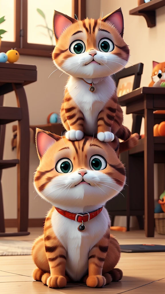 Cat,Orange,Chubby,Anime Style,Playing with smartphones,high resolution,4K