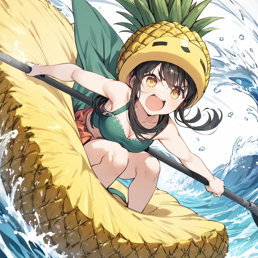 Pineapple costume surfing