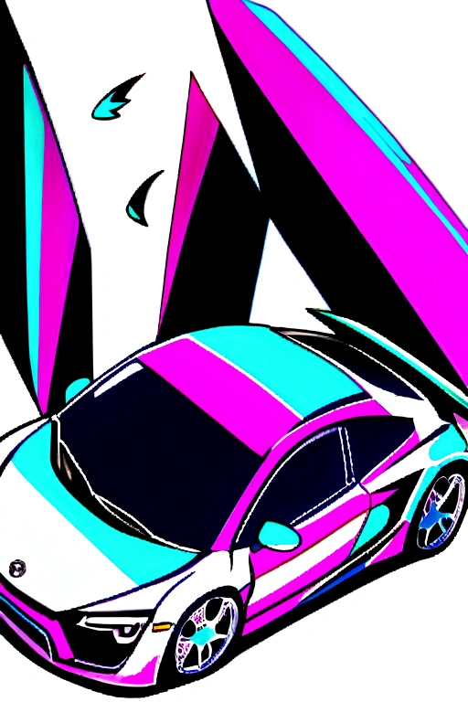 Sport car mix color pink,black,white no background 