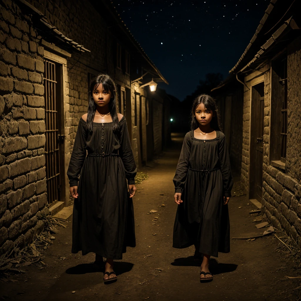 A village boy, 19 years , a village girl, 18 years, in village dark night haunted places girl wear long dress