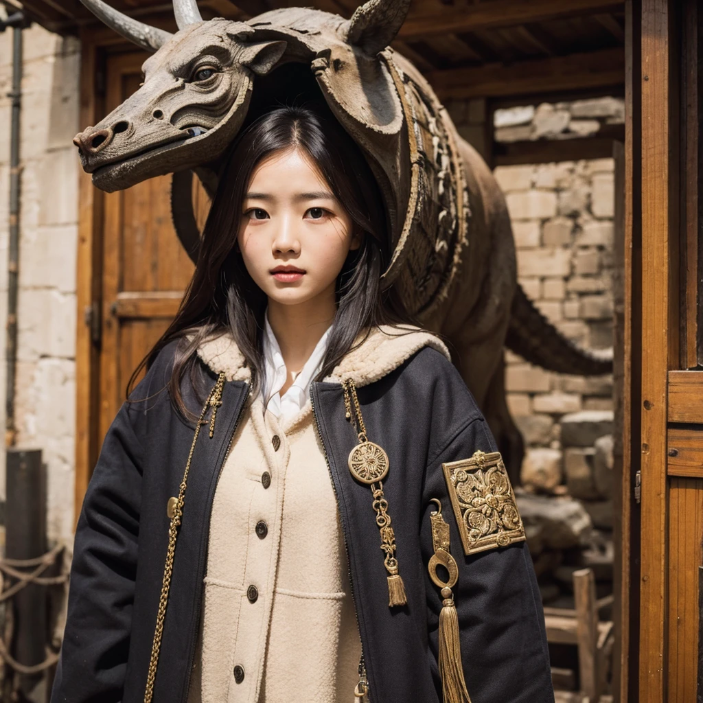 1girl, ancient beasts coat, culture, ethnic