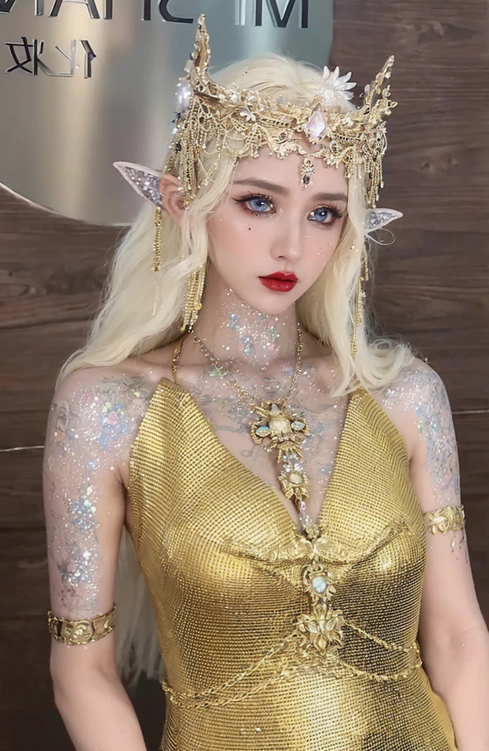 Detailed image quality,Witch Pandora,wing, Succubus Theme,堕落Angel,Excellent,scary,Secret Terror,Tentacles,With eyes,Uncanny Valley Effect,Beast Blood Moon,skeleton,vampire,Hellfire,Dark Queen,Angel,magician magic witch,16岁Angel,Eyes are blue(Pupils as deep as the starry sky),Gorgeous tattoo designs all over the body,Surreal photos(8K picture quality,Rich in details),Dark eyeshadow,Sexy thick lips(Red lipstick),Tattoo designs on body,Dark Queen,Wear luxurious gold jewelry,Sparkling diamond gemstone,breasts symmetrical,