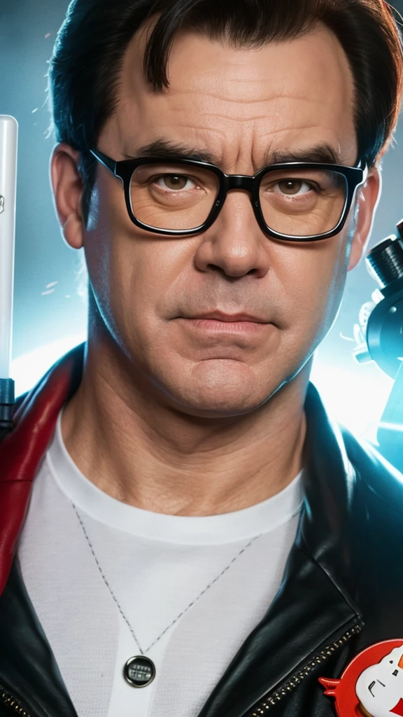 Dan Aykroyd as the original Ghostbusters squad, realistic, 8K, extreme close up, portrait, professional, cinematic, film,