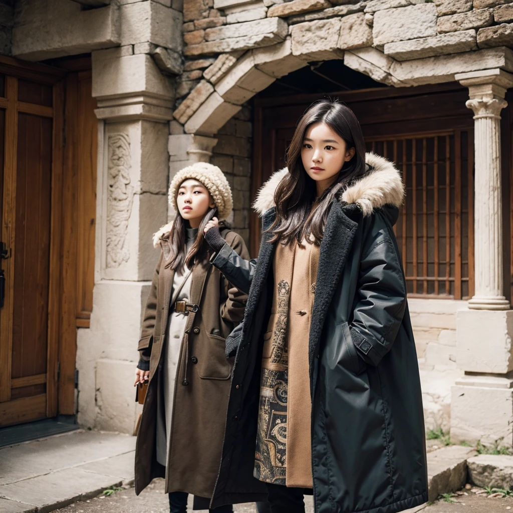 1girl, wearing ancient beasts coat, culture, ethnic