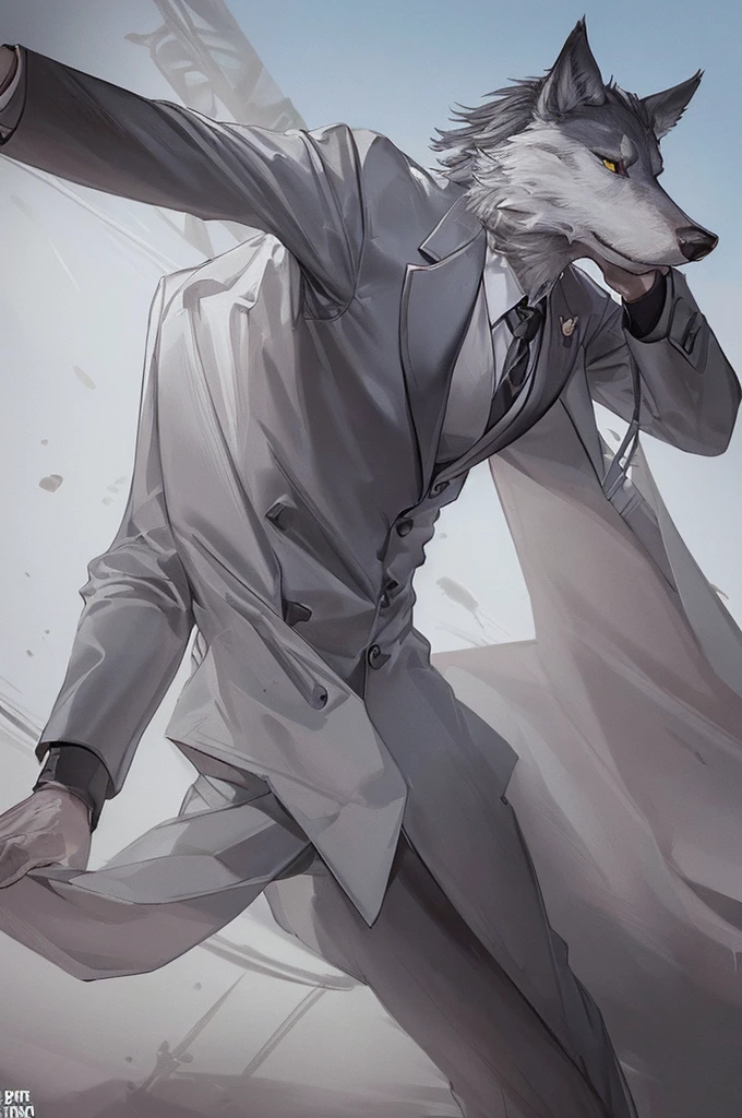 elegant tailored suit wolf, wolf in elegant suit, detailed wolf in tailored suit, realistic wolf in suit, cinematic wolf portrait, highly detailed wolf in formal attire, photorealistic wolf wearing suit, wolf in dapper suit, wolf in formal wear, wolf in bespoke suit, wolf in tailored outfit, wolf in refined suit, wolf in sophisticated suit, elegant wolf in tailored clothing, wolf in impeccable suit, (best quality,4k,8k,highres,masterpiece:1.2),ultra-detailed,(realistic,photorealistic,photo-realistic:1.37),intricate fur details,expressive eyes,sharp focus,dramatic lighting,cinematic composition,moody color palette,subtle vignette