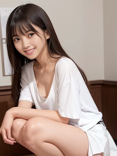 Japanese female, a lot of details, (underweight), 30 years old, detailed black hair, beautiful detailed hair, super fucking beautiful, delicate beautiful face, complex details beautiful and delicate eyes, perfect hands, (flat chest best quality:1.5), perfect and delicate limbs, detailed skin, best quality, ultra-detailed,(cheerful grin:1.5),extreme long shot:1.4,
NSFW,squatting, legs spread, semi long, white t-shirt, black skirt, (Wearing white panties),in the festival, cowboy shot, from front, low angle shot