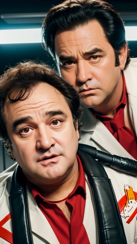 John Belushi as the original Ghostbusters squad, realistic, 8K, extreme close up, portrait, professional, cinematic, film,
