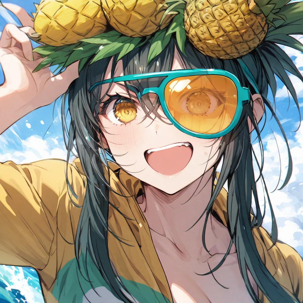 Pineapple costume surfing sunglasses