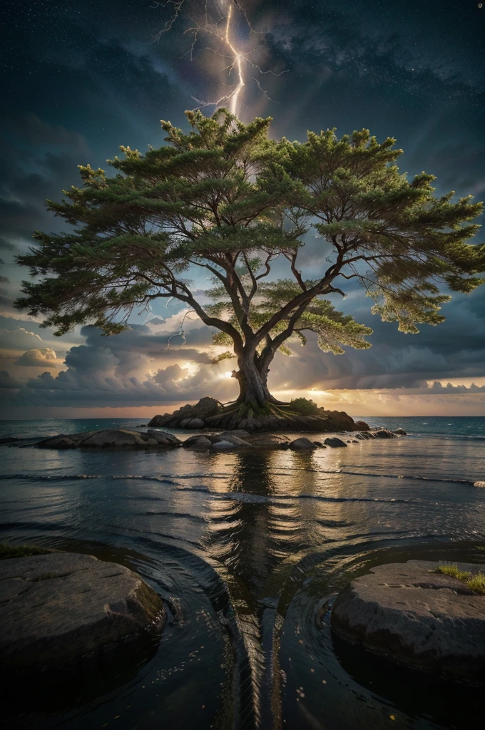 Celestial Tree, big tree, paisaje, panorama, Sky Heaven, naturey, palmtrees, Cedars, forst, Rivers of water, Thunder Light, Detailed Realistic FullHD Fotorrealism, Majestic, comely, fire, villany, Thunders, Sky Thunders, Stars, photorrealistic 6K, UltraHD Detailed, detailed colors 8K, Elegant beauty, floor, stele, lightning strikes, heavens, Divine Sky, tempest, Towards the heavens, heavenly, Godlike, photorrealistic, Rendering, 4K, 8K, detailed textures, detailed shadows, padoru, detailed colors, Gods Sky, UltraHD 16K Details, 16K photorealistic textures, detailed sharpness 16K, detailed sharpness, detailed colors, realistic shadows, Ultra realistic textures, High Power, Natural Beauty, natural colors, realistic contrast, Texturas photorrealistics, detailed colors, lifelike colors, detailed shadows, Textuta photorrealistic FullHD, Sombras photorrealistics 8K, HD photorrealistic, 8K Ultra Realistic Details, Cor photorrealistic 4K, FullHD Detailed Lights, Texturas Detalhadas photorrealistics 8K, Nitidez photorrealistic, villany, detailed 4k, ultra detaild, contraste realista de 8K, detailed sharpness, cores Ultra HD, chic,