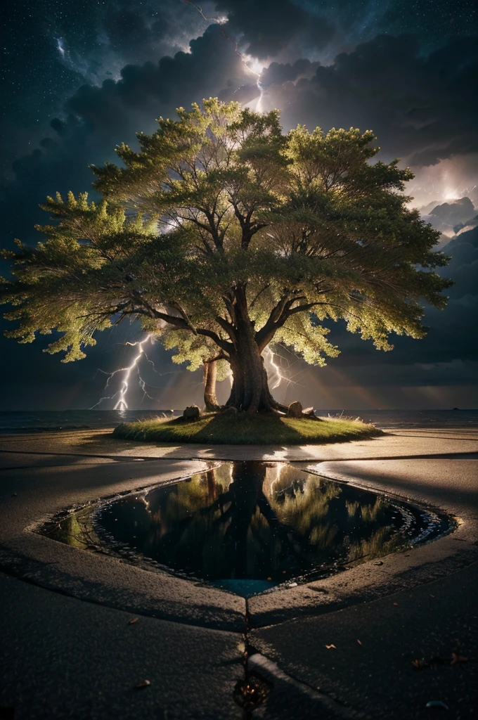 Celestial Tree, big tree, paisaje, panorama, Sky Heaven, naturey, palmtrees, Cedars, forst, Rivers of water, Thunder Light, Detailed Realistic FullHD Fotorrealism, Majestic, comely, fire, villany,  Thunders, Sky Thunders, Stars, photorrealistic 6K, UltraHD Detailed, detailed colors 8K, Elegant beauty, floor, stele, lightning strikes, heavens, Divine Sky, tempest, Towards the heavens, heavenly, Godlike, photorrealistic, Rendering, 4K, 8K, detailed textures, detailed shadows, padoru, detailed colors, Gods Sky, UltraHD 16K Details, 16K photorealistic textures, detailed sharpness 16K, detailed sharpness, detailed colors, realistic shadows, Ultra realistic textures, High Power, Natural Beauty, natural colors, realistic contrast, Texturas photorrealistics, detailed colors, lifelike colors, detailed shadows, Textuta photorrealistic FullHD, Sombras photorrealistics 8K, HD photorrealistic, 8K Ultra Realistic Details, Cor photorrealistic 4K, FullHD Detailed Lights, Texturas Detalhadas photorrealistics 8K, Nitidez photorrealistic, villany, detailed 4k, ultra detaild, contraste realista de 8K, detailed sharpness, cores Ultra HD, chic,