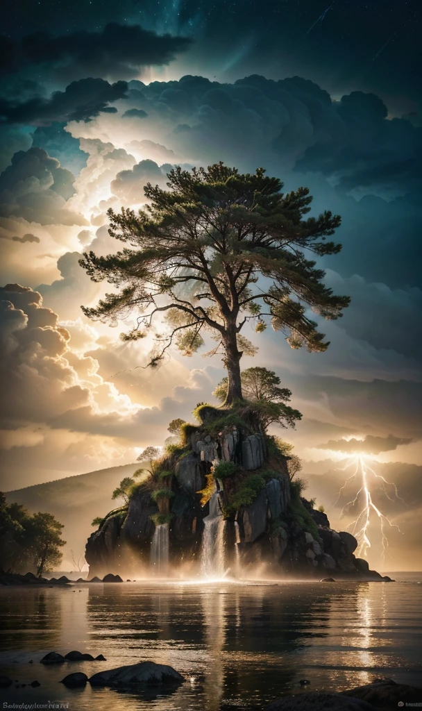 Celestial Tree, big tree, paisaje, panorama, Sky Heaven, naturey, palmtrees, Cedars, forst, Rivers of water, Thunder Light, Detailed Realistic FullHD Fotorrealism, Majestic, comely, fire, villany,  Thunders, Sky Thunders, Stars, photorrealistic 6K, UltraHD Detailed, detailed colors 8K, Elegant beauty, floor, stele, lightning strikes, heavens, Divine Sky, tempest, Towards the heavens, heavenly, Godlike, photorrealistic, Rendering, 4K, 8K, detailed textures, detailed shadows, padoru, detailed colors, Gods Sky, UltraHD 16K Details, 16K photorealistic textures, detailed sharpness 16K, detailed sharpness, detailed colors, realistic shadows, Ultra realistic textures, High Power, Natural Beauty, natural colors, realistic contrast, Texturas photorrealistics, detailed colors, lifelike colors, detailed shadows, Textuta photorrealistic FullHD, Sombras photorrealistics 8K, HD photorrealistic, 8K Ultra Realistic Details, Cor photorrealistic 4K, FullHD Detailed Lights, Texturas Detalhadas photorrealistics 8K, Nitidez photorrealistic, villany, detailed 4k, ultra detaild, contraste realista de 8K, detailed sharpness, cores Ultra HD, chic,