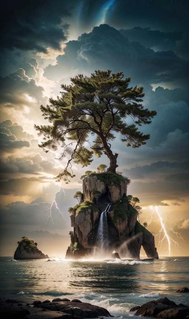 Celestial Tree, big tree, paisaje, panorama, Sky Heaven, naturey, palmtrees, Cedars, forst, Rivers of water, Thunder Light, Detailed Realistic FullHD Fotorrealism, Majestic, comely, fire, villany,  Thunders, Sky Thunders, Stars, photorrealistic 6K, UltraHD Detailed, detailed colors 8K, Elegant beauty, floor, stele, lightning strikes, heavens, Divine Sky, tempest, Towards the heavens, heavenly, Godlike, photorrealistic, Rendering, 4K, 8K, detailed textures, detailed shadows, padoru, detailed colors, Gods Sky, UltraHD 16K Details, 16K photorealistic textures, detailed sharpness 16K, detailed sharpness, detailed colors, realistic shadows, Ultra realistic textures, High Power, Natural Beauty, natural colors, realistic contrast, Texturas photorrealistics, detailed colors, lifelike colors, detailed shadows, Textuta photorrealistic FullHD, Sombras photorrealistics 8K, HD photorrealistic, 8K Ultra Realistic Details, Cor photorrealistic 4K, FullHD Detailed Lights, Texturas Detalhadas photorrealistics 8K, Nitidez photorrealistic, villany, detailed 4k, ultra detaild, contraste realista de 8K, detailed sharpness, cores Ultra HD, chic,