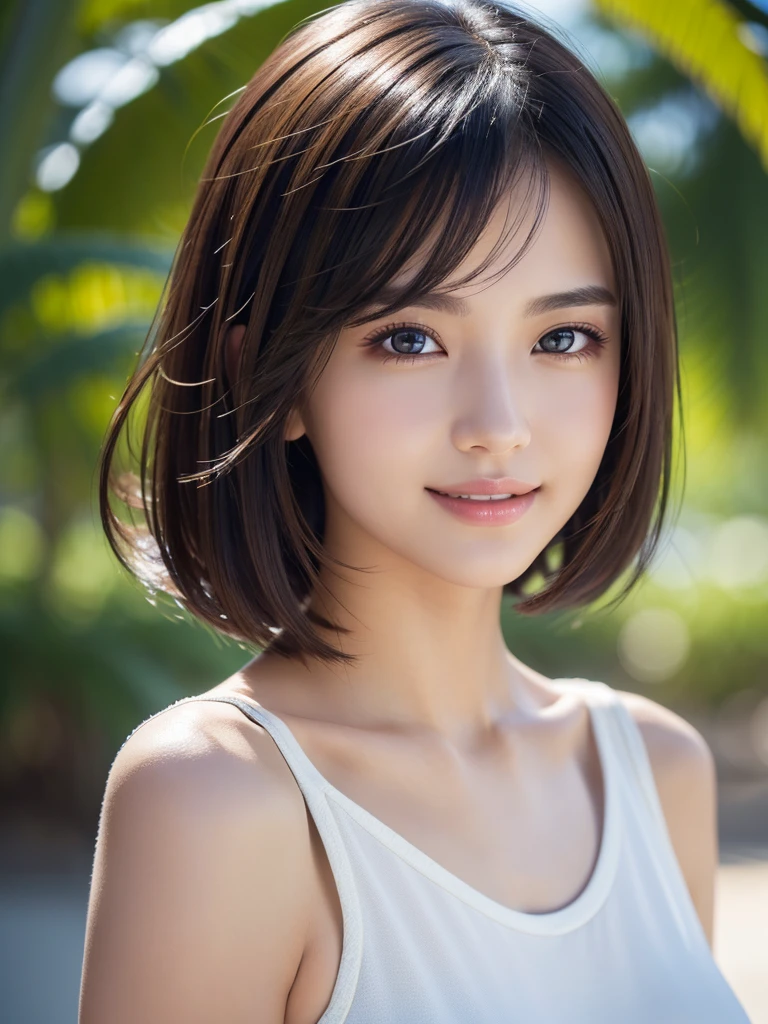 Fashion model, 25 years old [[[[close]]], [[[[chest]]]], [[[[head]]], [shoulder]]]]], Perfect Eyes, Perfect Iris, Perfect Lips, Perfect Teeth, Perfect Skin, Soft Front Light, shine, High resolution, (Soft colors: 1.2), Highest quality, masterpiece, 超High resolution, (photoRealistic:1.37), RAW Photos, One girl, Long Hair, Beautiful Eyes, Beautiful Face, 詳細な目and顔, T-Shirts, Dynamic Lighting, In the Dark, Tabletop, Highest quality, Realistic, Very detailedな, finely, High resolution, 8K壁紙, One beautiful woman, Light brown messy hair, He is wearing an open-headed shirt., Sharp focus, perfect dynamic andposition, Beautiful and detailed, Thin Hair, Detailed Realistic skin texture, smile, close portrait, model Body Type, mile, close portrait, model Body Type, Body Type,chestの谷間, Tropical Beach, Long and slender legs Translated with DeepL.and (Free version)Highest quality, masterpiece, (Genuineistic:1.2), 1 Girl, Detailed face, Beautiful Eyes, (masterpiece:1.2, Highest quality), (fine Beautiful Eyes: 1. 2), (Very detailedな Cg Unity 8K wallpaper, masterpiece, Highest quality, Very detailedな, Best Shadow), (Detailed Background), (beautiful Detailed face, Beautiful attention to detail), High Contrast, (Best lighting, andても繊細で美しい),One girll, 美しいshine, Glamorous Body, Blonde, Purple eyes, Highest quality, masterpiece, (Genuine:1. 2),Tropical seaside, Very detailed, 超High resolution, Ultra HD,
(masterpiece:1.3), (8K, photoRealistic, RAW Photos, Highest quality: 1.4), (One girl), Beautiful Face, smile, (Realistic face), (Black Hair, short hair:1.3), Beautiful hairstyle, Realistic eyes, Beautiful attention to detail, (Realistic skin), Beautiful Skin, (Sexy sleeveless),  (C cup bust), Absurd, Charm, 超High resolution, ultra Realistic, Very detailedな, Golden Ratio