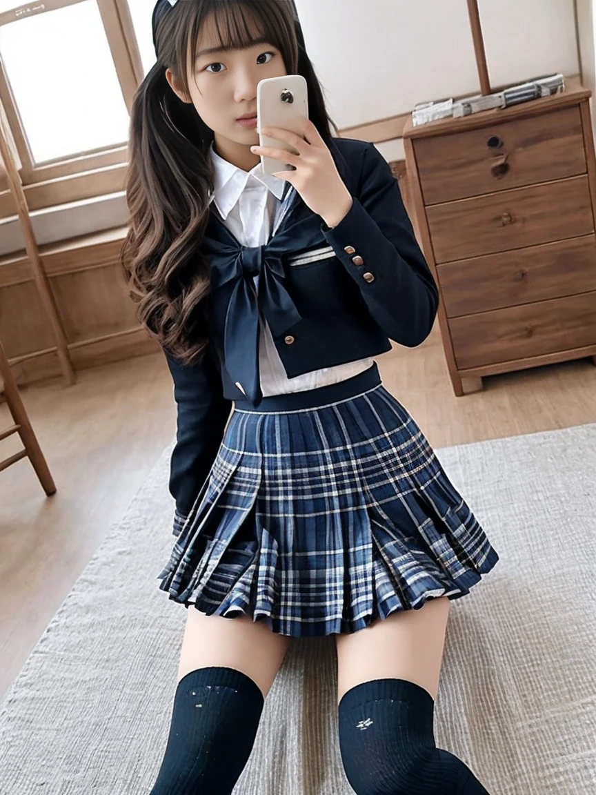 uhd,nsfw,best quality, White shirt,masterpiece, ultra high res, (photorealistic:1.4), RAW photo,****,One Japanese girl,cute:1.3,Realistic high school girls,Trend Hair Color,Trendy hair for high school girls,short (of a person),embarrassed:1.4,High School Girl Makeup,cute idol:1.5,large breast,Perfect body shape,indoors,low angle full body shot:1.5 ,Realistic high school girls' clothes,Black sneakers, Navy blue blazer,Background classroom,,Taken from directly below:1.6,,spread legs:1.5, show panty:1.7、lift up skirt:1.3,Detailed realistic,High school,Sit on a chair,。Ultra-detailed Tartan check mini skirt:1.5、(Accurate exposed skin、knee socks),Online shopping,looking at the camera、The cutest high school girl in Japan