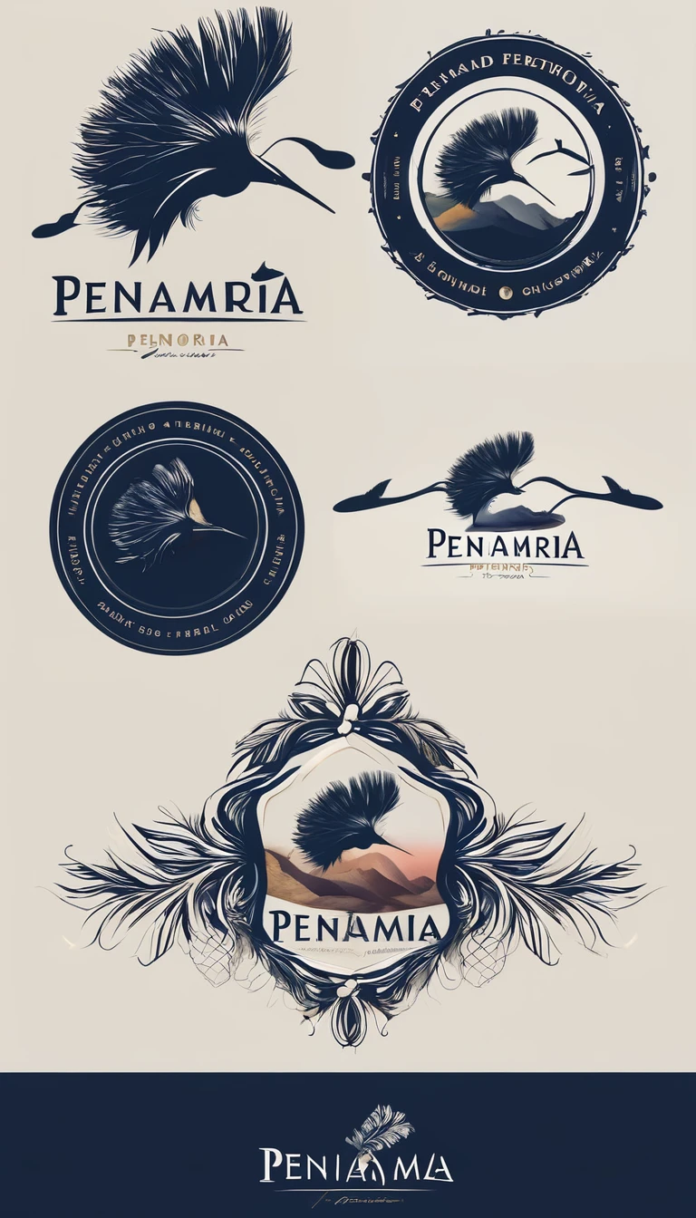 Create a minimal, modern, simple, inspirational, memorable, dream like logo design of a boy and a feather for the brand “Penamemoria".