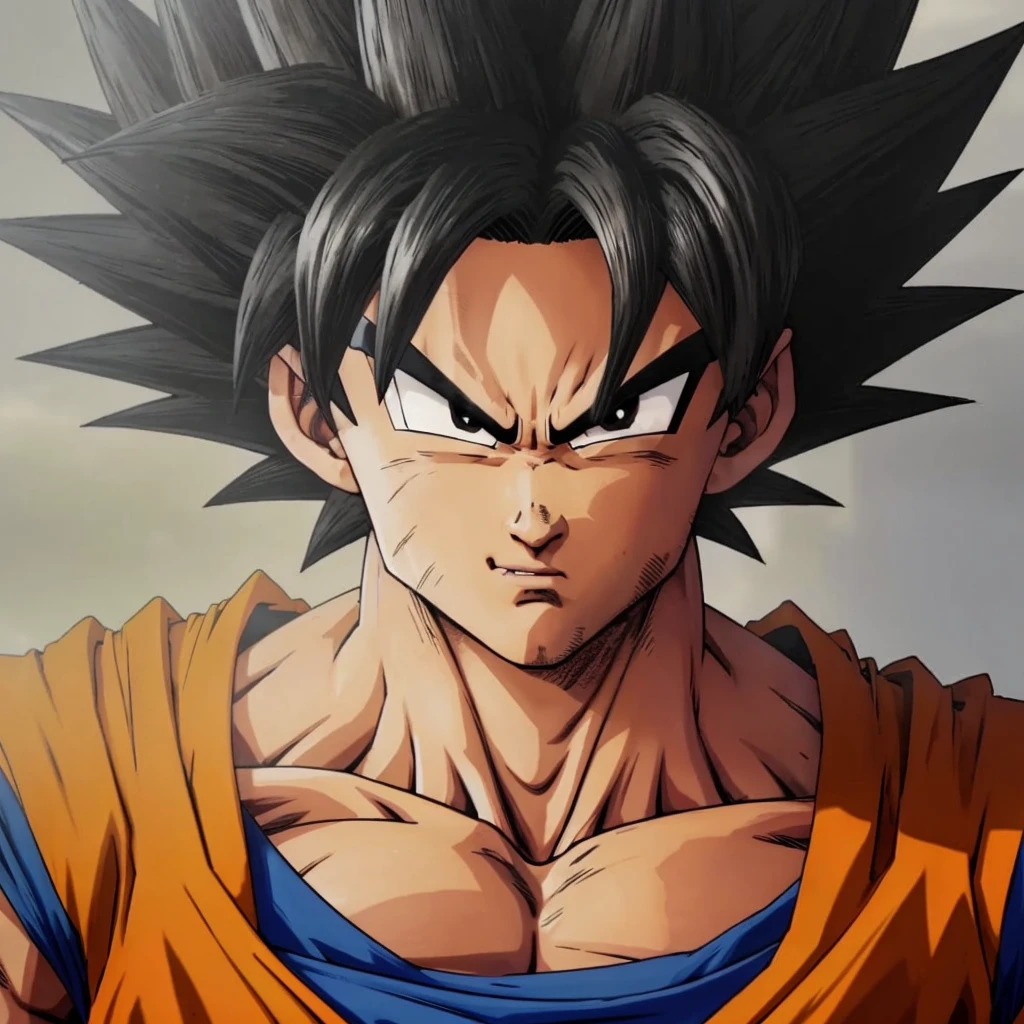Goku, highly detailed, incredibly realistic, perfect face and body, muscular physique, spiked hair, determined expression, glowing aura, dynamic pose, photorealistic, 8k, hyperrealistic, cinematic lighting, dramatic shadows, vibrant colors, masterpiece.