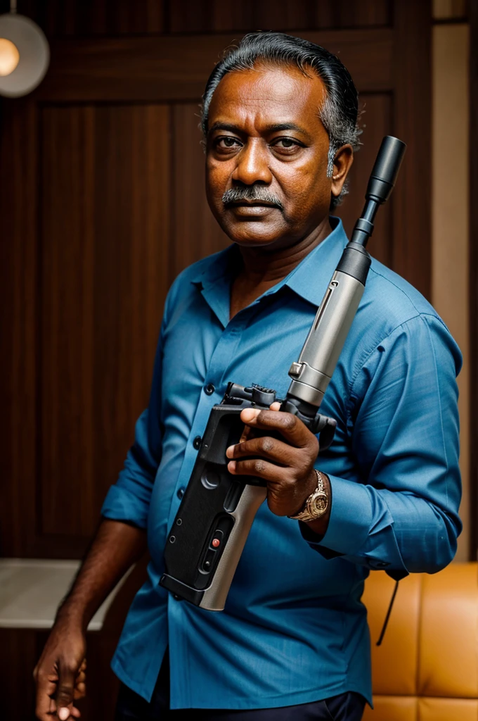 Pinarayi vijayan with a gun