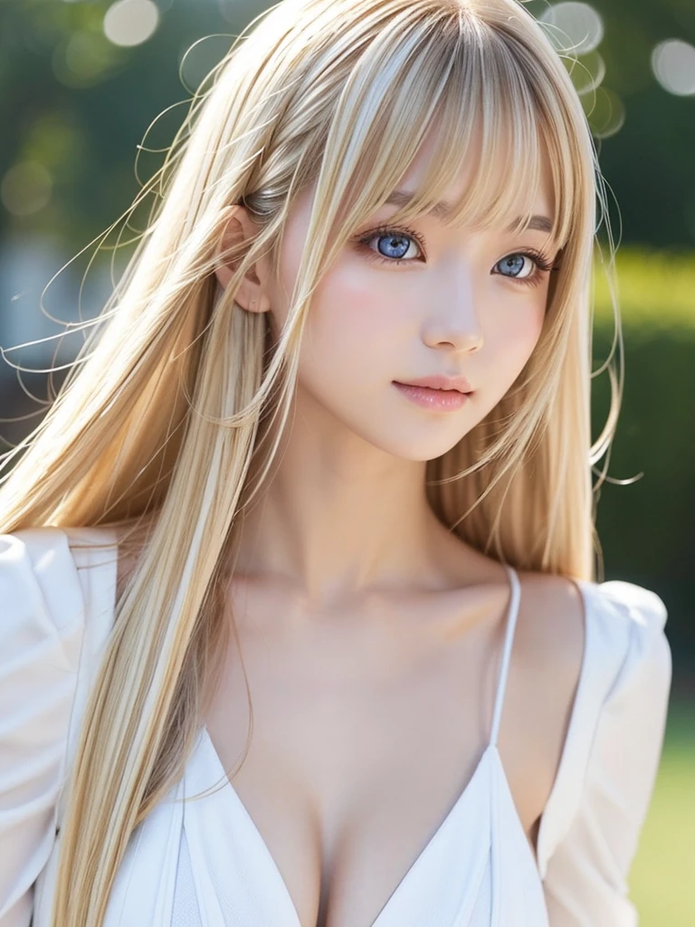Racing Suits、Beautiful white and shining skin、Blonde hair that changes color depending on the light、Long bangs between the eyes obstruct vision、Shiny highlights on the cheeks、Sexy and very beautiful、Cute and gorgeous face、The most beautiful face in the world、Super long gorgeous blonde hair、Smooth and straight hair、Big Breasts, Huge, bright, bright青い目、Beautiful Bangs、Beautiful cute girl at 12 years old.Small Face Beauty、Cheek gloss highlighter