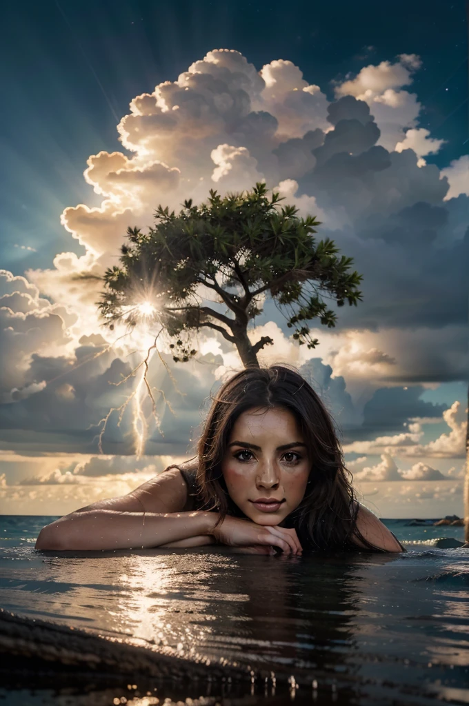 Celestial Tree, big tree, paisaje, panorama, Sky Heaven, naturey, palmtrees, Cedars, forst, Rivers of water, Thunder Light, Detailed Realistic FullHD Fotorrealism, Majestic, comely, fire, villany, Thunders, Sky Thunders, Woman, Woman's in the Waters, Beauty Woman, Stars, photorrealistic 6K, UltraHD Detailed, detailed colors 8K, Elegant beauty, floor, stele, lightning strikes, heavens, Divine Sky, tempest, Towards the heavens, heavenly, Godlike, photorrealistic, Rendering, 4K, 8K, detailed textures, detailed shadows, padoru, detailed colors, Gods Sky, UltraHD 16K Details, 16K photorealistic textures, detailed sharpness 16K, detailed sharpness, detailed colors, realistic shadows, Ultra realistic textures, High Power, Natural Beauty, natural colors, realistic contrast, Texturas photorrealistics, detailed colors, lifelike colors, detailed shadows, Textuta photorrealistic FullHD, Sombras photorrealistics 8K, HD photorrealistic, 8K Ultra Realistic Details, Cor photorrealistic 4K, FullHD Detailed Lights, Texturas Detalhadas photorrealistics 8K, Nitidez photorrealistic, villany, detailed 4k, ultra detaild, contraste realista de 8K, detailed sharpness, cores Ultra HD, chic,