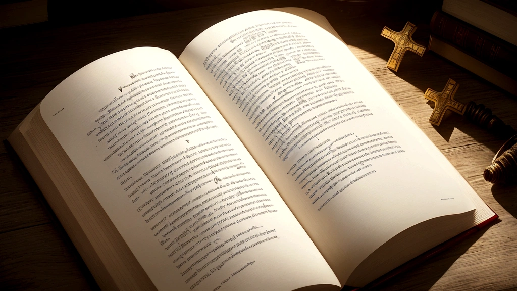 "Description: Create an image of an open book with glowing words, representing the testimony of God's promise of eternal life. Surrounding the book, show believers in prayer and reflection, symbolizing their faith and acceptance of this testimony.
Details: Use ethereal lighting to highlight the book and the words within. Include symbols of faith like crosses, doves, and rays of light. This visual should convey the biblical message that eternal life is assured through God's testimony and the work of Christ."