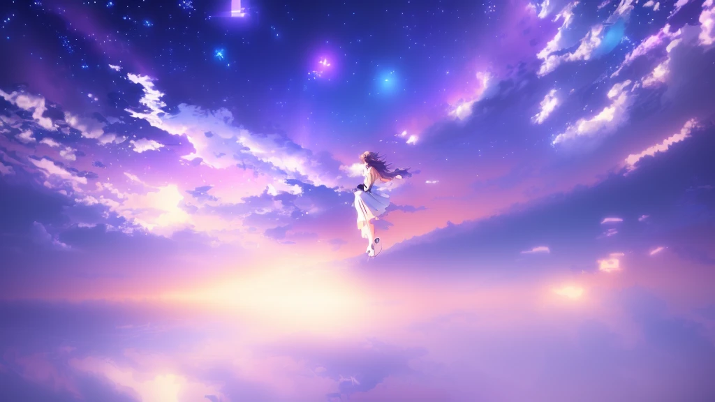 anime, A girl in a white dress floats in the water, Makoto Shinkai Cyril Rolland, anime girl walking on water, anime movie background, beautiful anime scene, today's featured anime still, anime film still, screenshot from the anime film, anime still film anime shikishi, star(null) starry_null