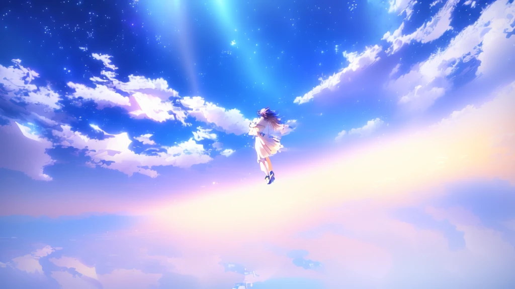 anime, A girl in a white dress floats in the water, Makoto Shinkai Cyril Rolland, anime girl walking on water, anime movie background, beautiful anime scene, today's featured anime still, anime film still, screenshot from the anime film, anime still film anime shikishi, star(null) starry_null