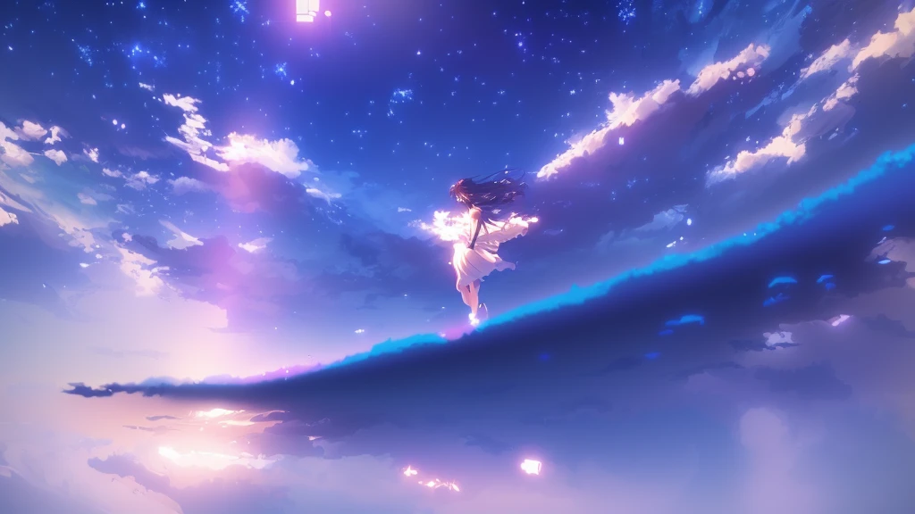 anime, A girl in a white dress floats in the water, Makoto Shinkai Cyril Rolland, anime girl walking on water, anime movie background, beautiful anime scene, today's featured anime still, anime film still, screenshot from the anime film, anime still film anime shikishi, star(null) starry_null