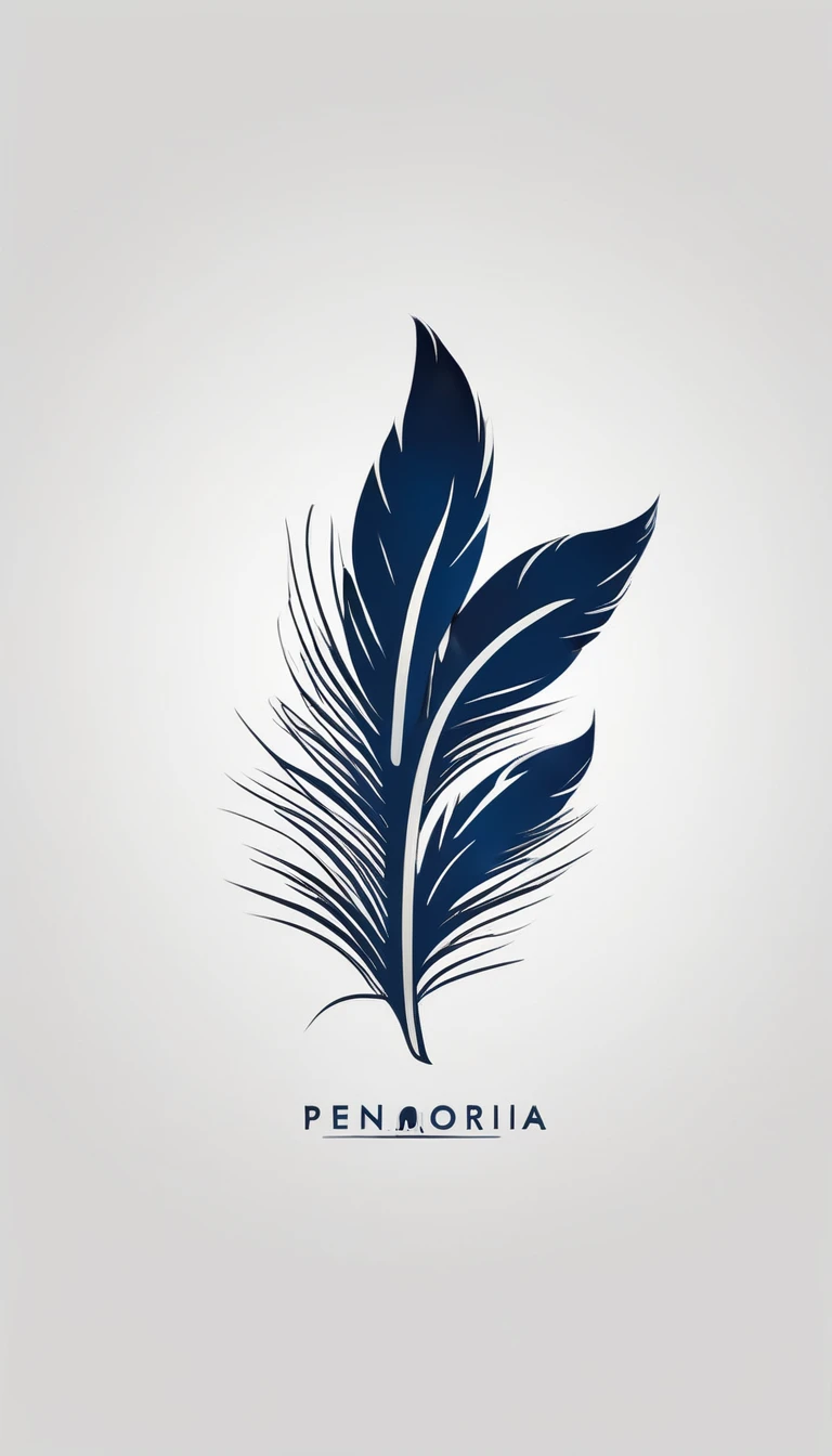 Create a minimal, modern, simple, inspirational, memorable, dream like icon design of a boy and a feather for the brand“Penamemoria".