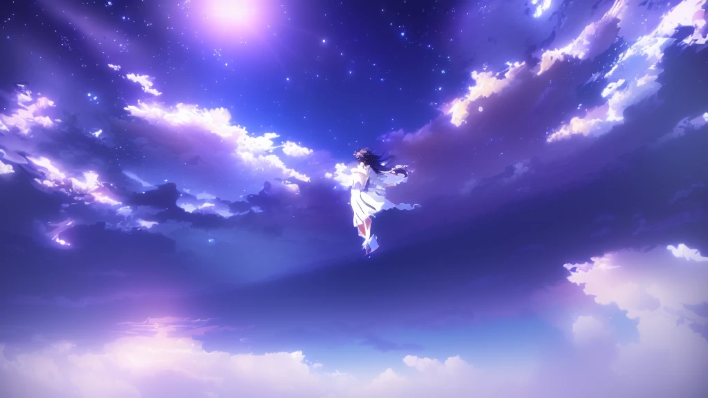 anime, A girl in a white dress floats in the water, Makoto Shinkai Cyril Rolland, anime girl walking on water, anime movie background, beautiful anime scene, today's featured anime still, anime film still, screenshot from the anime film, anime still film anime shikishi, star(null) starry_null