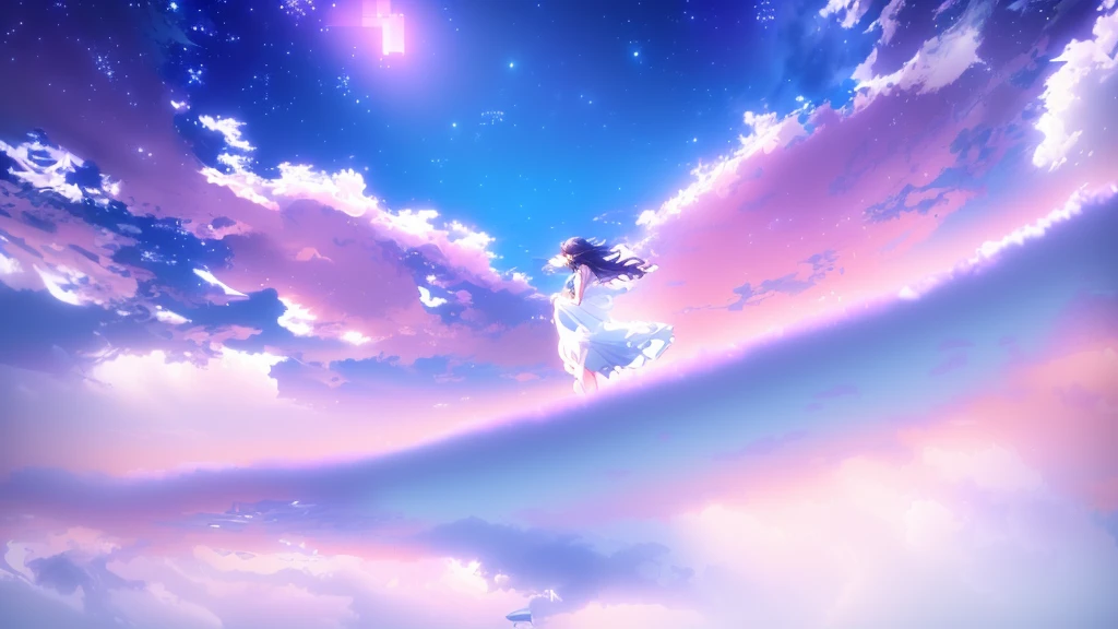 anime, A girl in a white dress floats in the water, Makoto Shinkai Cyril Rolland, anime girl walking on water, anime movie background, beautiful anime scene, today's featured anime still, anime film still, screenshot from the anime film, anime still film anime shikishi, star(null) starry_null
