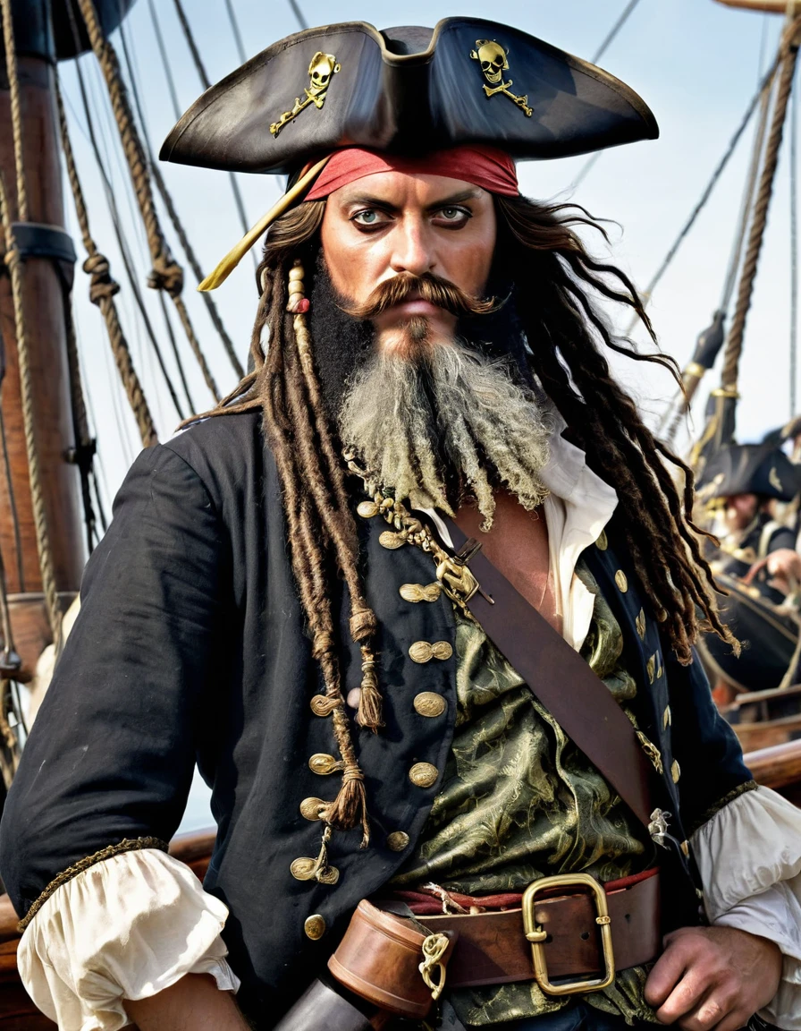 Imagine Edward teach le fameux pirate"barbe noire", il a des mèches de chanvre enflammé qui fait beaucoup de fumer attaché dans ces cheveux et dans sa barbe, il hurle