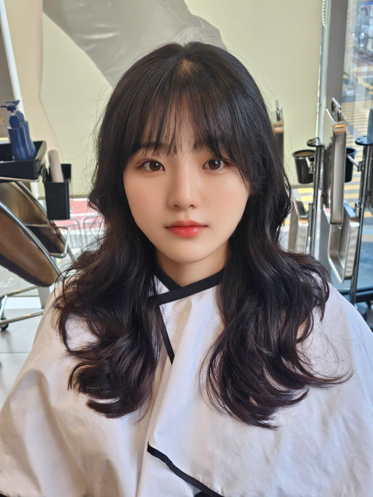 Best Quality, 8k, Masterpiece, (Portrait: 1.3), (photo realistic:1.4), (hyper realistic:1.4), Sharp Focus, looking at viewer, (smoother lighting:1.1), (increase cinematic lighting quality:0.9), realistic lighting, backlighting, light on face, ray trace, (brightening light:1.2), (Increase quality:1.4), sharp detail, (best quality real texture skin:1.4), finely detailed eyes, black_eyes, finely detailed face, 25 year old Korean woman
