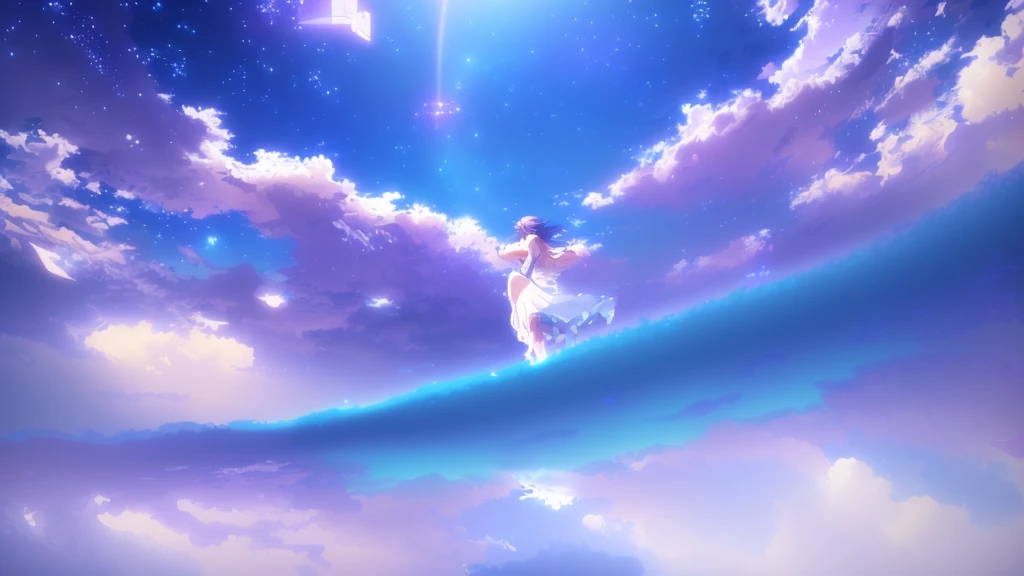 anime, A girl in a white dress floats in the water, Makoto Shinkai Cyril Rolland, anime girl walking on water, anime movie background, beautiful anime scene, today's featured anime still, anime film still, screenshot from the anime film, anime still film anime shikishi, star(null) starry_null