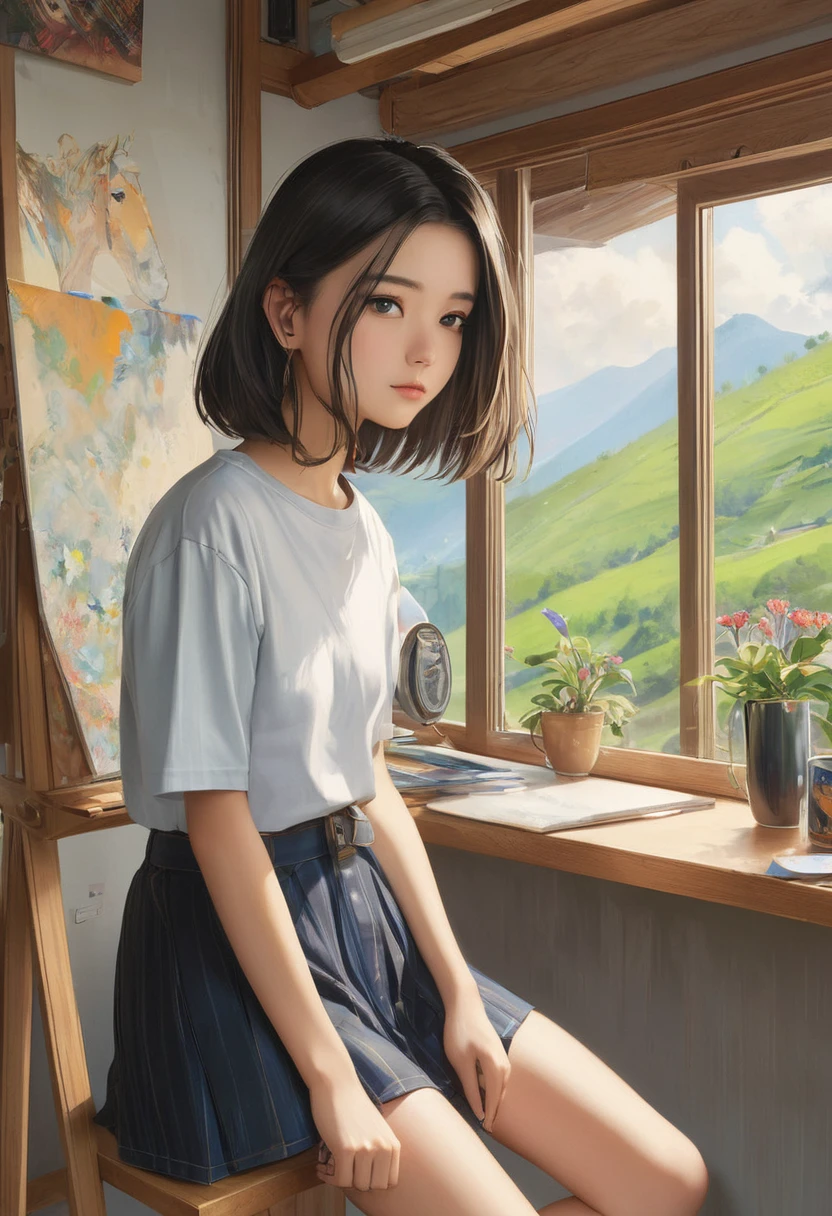 (masterpiece, Highest quality:1.2), One girl, alone,15 years old,Shortcuts