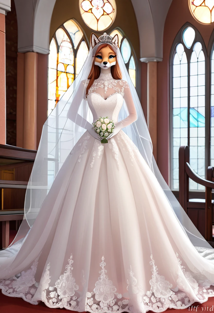 furry fox yiff bride long veil veil veil women & women& wedding dress wedding dress puffy lace wedding dress long veil tiara chapel,