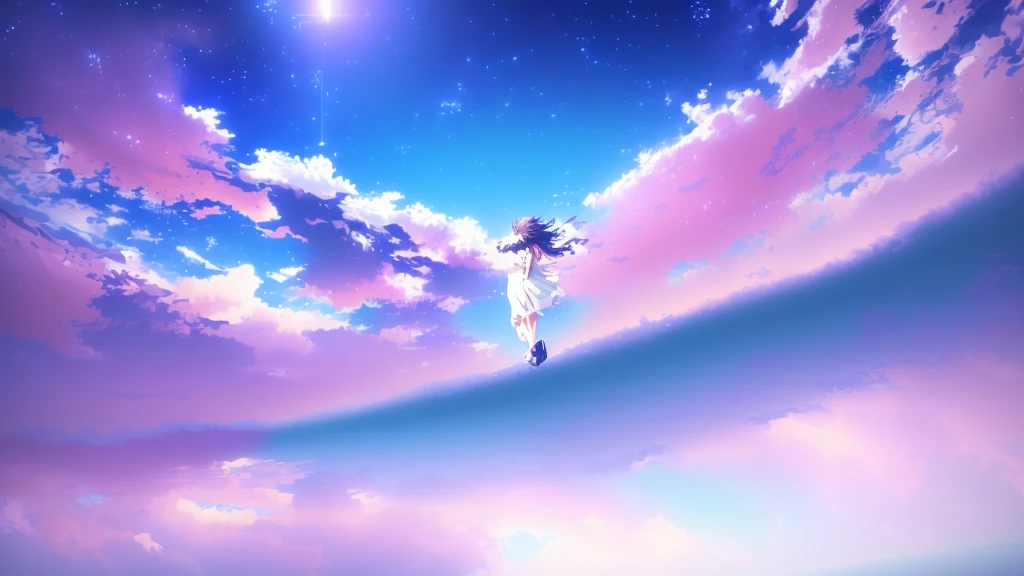 anime, A girl in a white dress floats in the water, Makoto Shinkai Cyril Rolland, anime girl walking on water, anime movie background, beautiful anime scene, today's featured anime still, anime film still, screenshot from the anime film, anime still film anime shikishi, star(null) starry_null