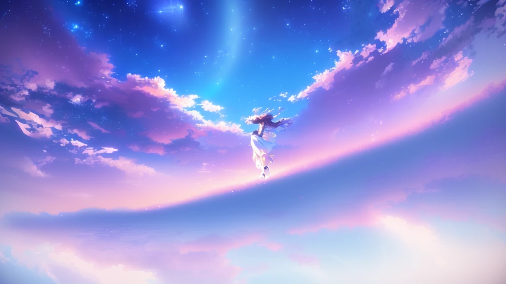 anime, A girl in a white dress floats in the water, Makoto Shinkai Cyril Rolland, anime girl walking on water, anime movie background, beautiful anime scene, today's featured anime still, anime film still, screenshot from the anime film, anime still film anime shikishi, star(null) starry_null